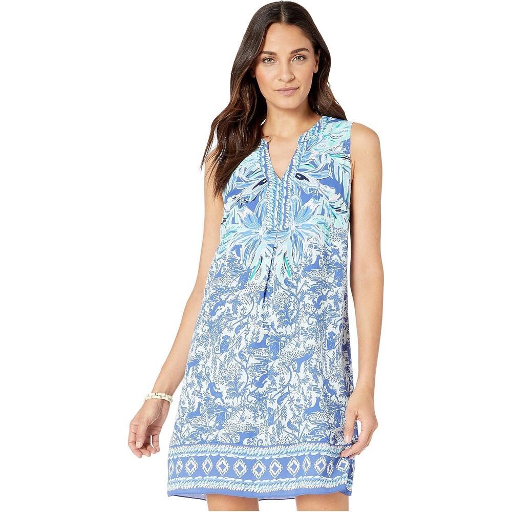 Lilly Pulitzer Evah Shift High Tide Navy Ready Set Gecko Engineered Dress sz S
